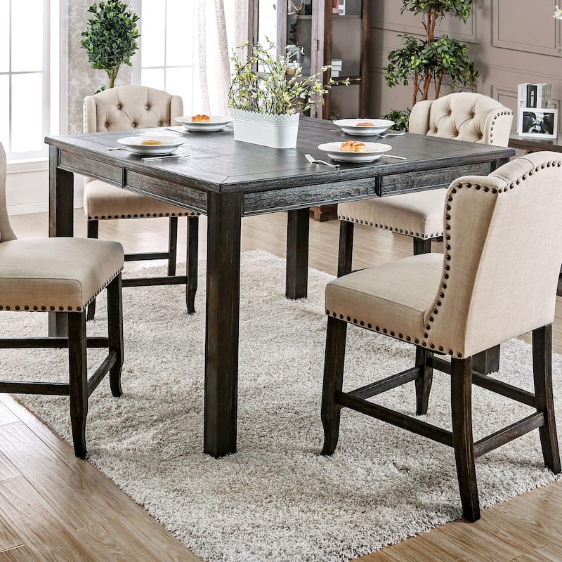 Tays Rustic Black 54-inch Wood Square Counter Height Table by Furniture of America