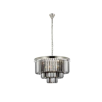 Royce Edge 9-Light Polished Nickel Chandelier