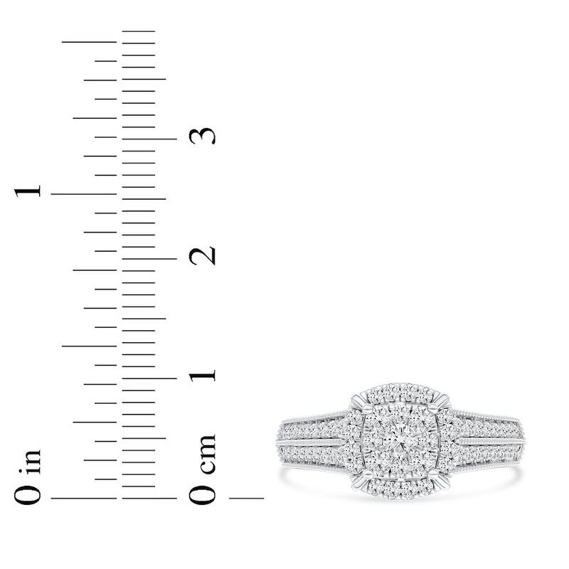 1/2ct TDW Diamond Cluster Halo Engagement Ring in 10K White Gold for Women