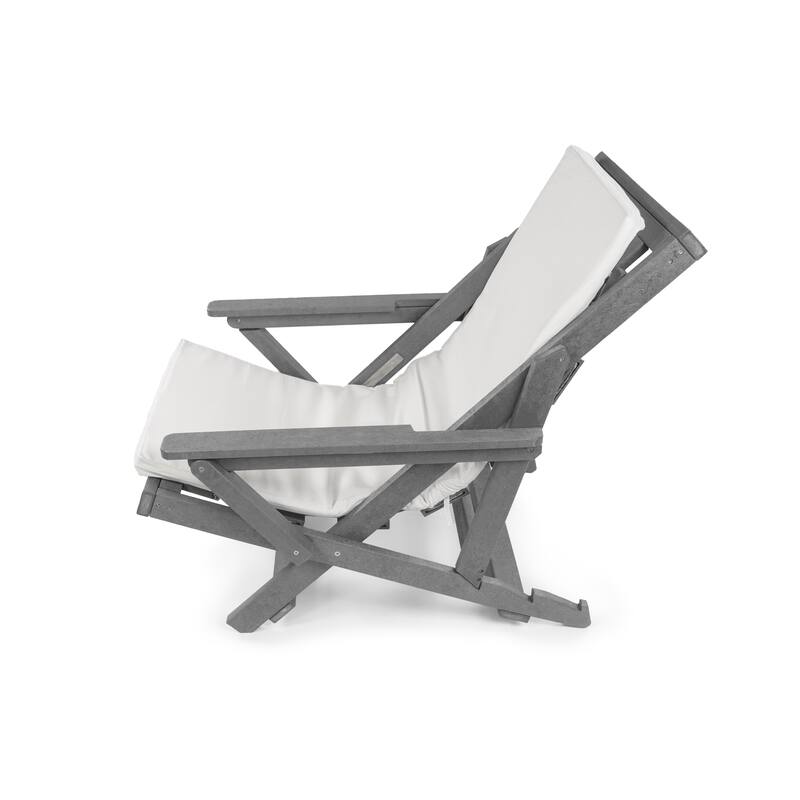 Aspen Fully Assembled All-Weather Outdoor Folding Lounge Chair and Table Set - 3-piece