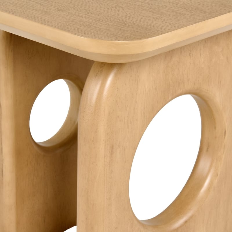 22 in. Light Brown Square Wood End Table, Sturdy Build End Side Table for Living Rooms