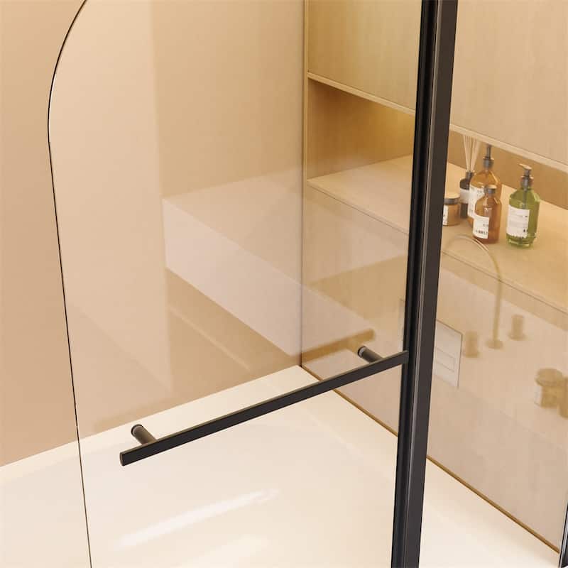 Frameless Folding Shower Doors for Bathtub,Bathroom Pivot Glass Door