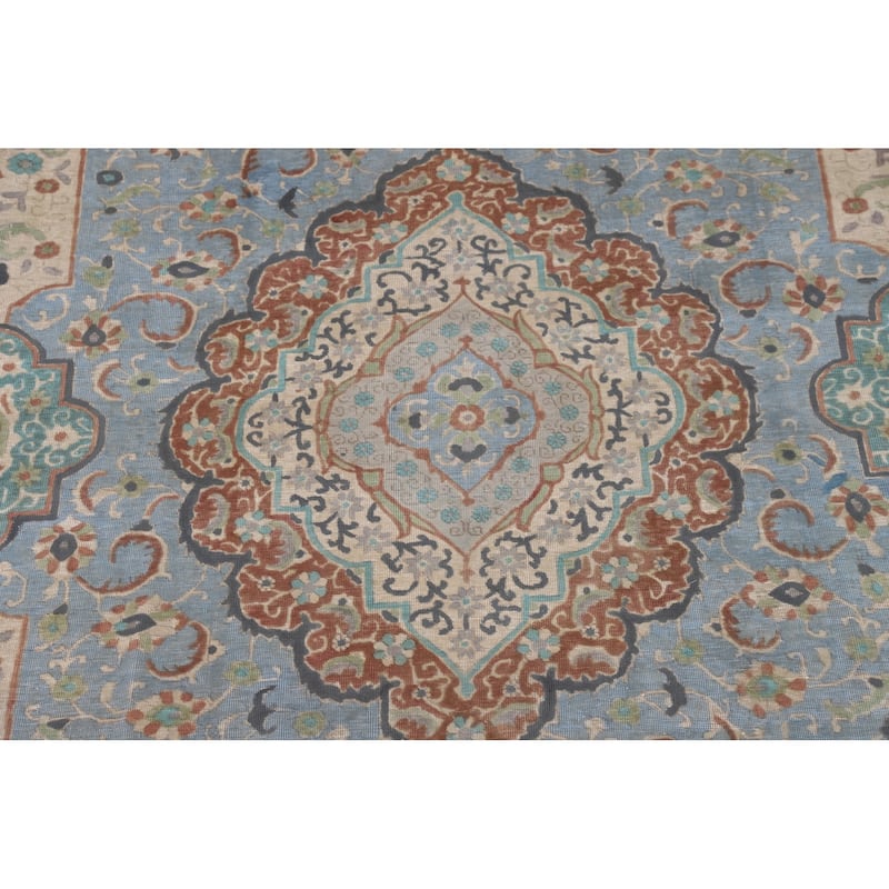 Over-Dyed Distressed Mashad Persian Vintage Wool Carpet - 9'8" x 12'7"