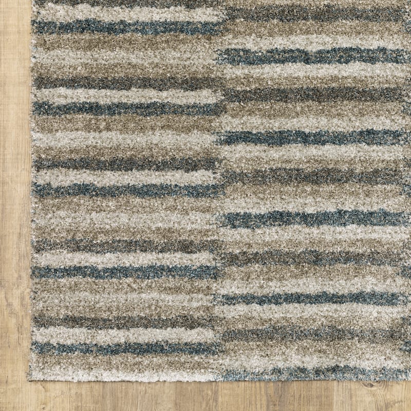 Style Haven Archer Multi Striped Teal/ Grey Indoor Area Rug.