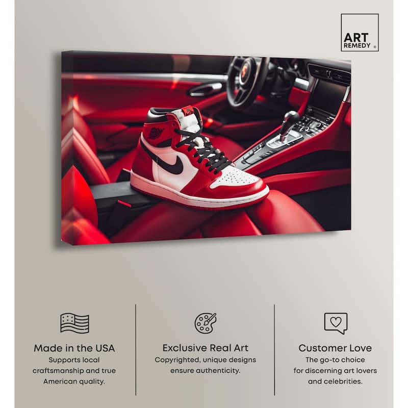 Sneaker Car Red Canvas by Art Remedy, Gallery Wrapped