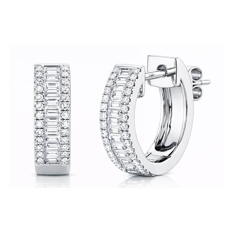 Auriya 14k Gold Lab Grown Diamond Fashion Hoop Earrings 2.70 ct. tw. (F-G VS) - White - White - 2.7