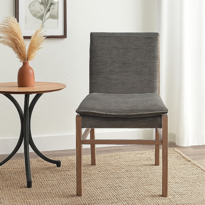 Lily Dining Chair Set of 2, Gray Seat and Back, Espresso Brown Ash Wood