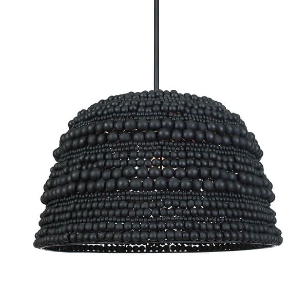 slide 2 of 6, Uttermost 21623 Persephone 21" Wide Wood Pendant Matte Black