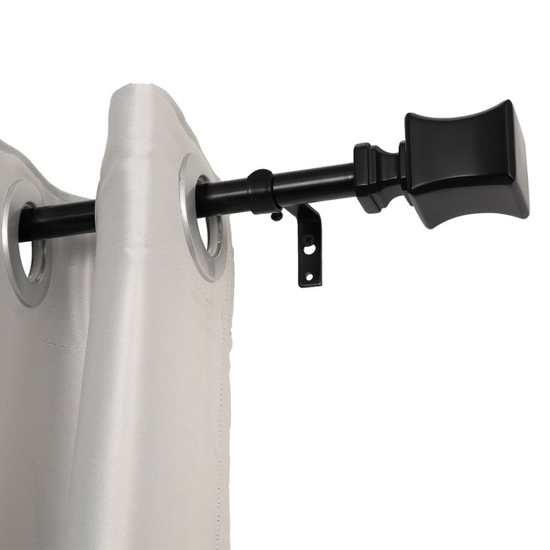 UTOPIA ALLEY Wall Mounted 3/4 Inch Curtain Rod - Curtain Rods For Windows, Adjustable Drapery Rods - 28-48 - Black