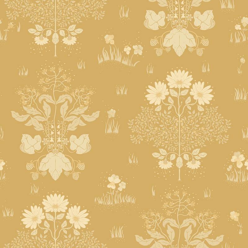 A-Street Prints Elda Gold Delicate Daisies Wallpaper