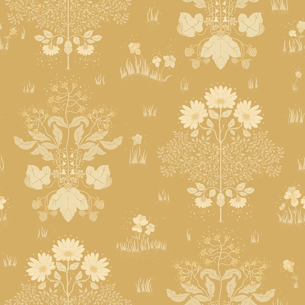 A-Street Prints Elda Gold Delicate Daisies Wallpaper