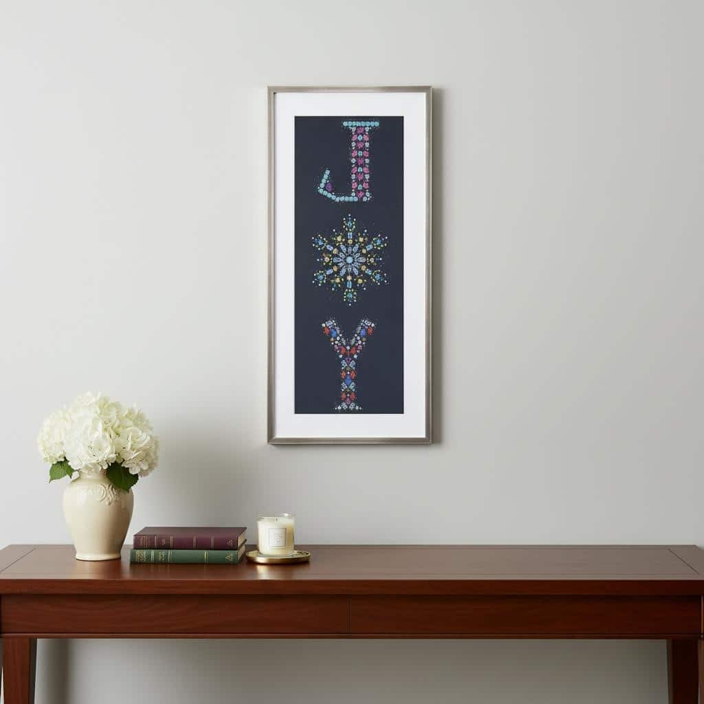 HomeRoots Bejeweled Joy Champagne Framed Textual Art Wall Art