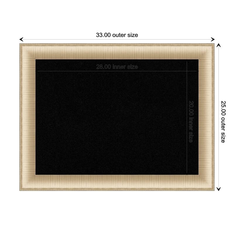 Elegant Brushed Framed Black Corkboard Bulletin Board - Elegant Brushed Honey - Board Size 28x20