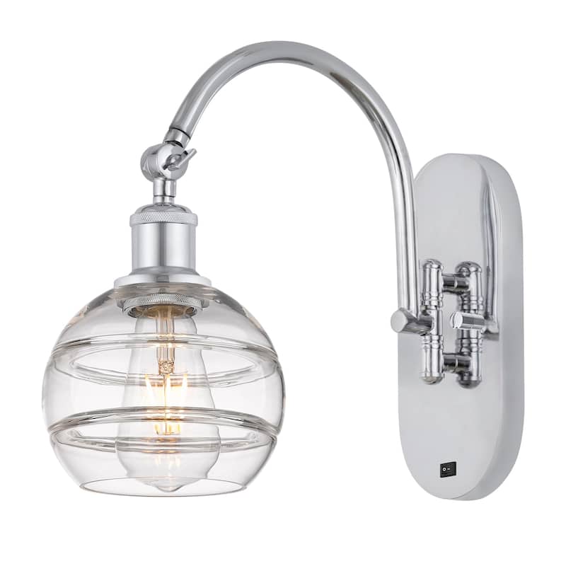 Innovations Lighting 518-1W-11-6 Rochester Sconce Rochester 11" Tall - Polished Chrome / Clear