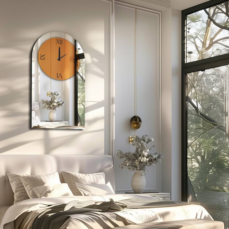 Arch Wall Mounted Vanity Mirror with Clock Silent - 20" W x 36" H