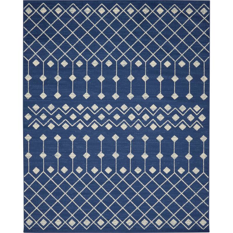 Porch & Den Muirfield Moroccan Bohemian Area Rug - 7'10" x 9'10" - Navy - Rectangle