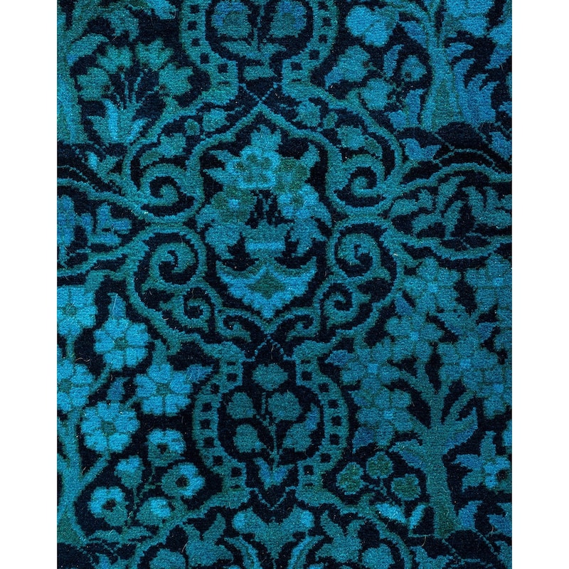 Fine Vibrance, One-of-a-Kind Handmade Runner Rug - Black, 3' 1" x 18' 2" - 3' 1" x 18' 2"