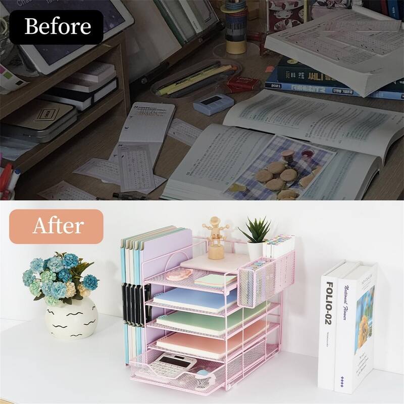 5-Tier Paper Letter Tray Organizer - 11.81"D x 11.61"W x 11.01"H