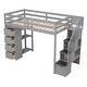 preview thumbnail 17 of 28, Twin size Loft Bed with Storage Drawers, Shelves and Stairs, White