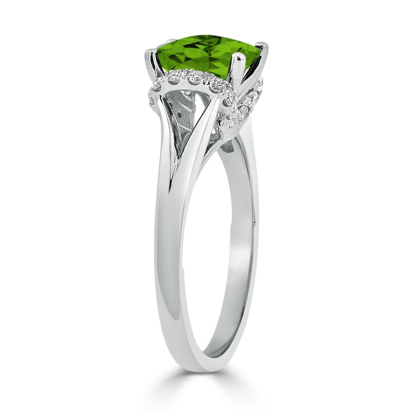 Auriya 1 3/4ct Modern Cushion-cut Peridot and Diamond Engagement Ring 1/4ctw 14k Gold