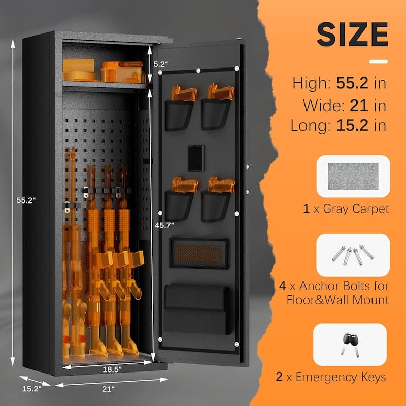 8-10 Rifle Quick Access Gun Safe Cabinet with Keypad for Home Rifle and Pistols