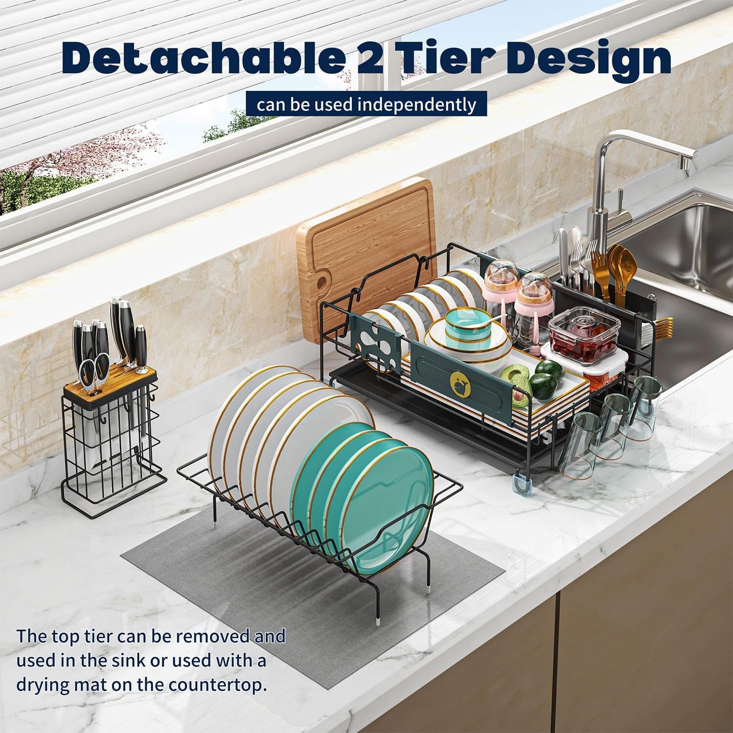 2 Tier Stainless Steel Dish Drying Rack for Kitchen Counter - On Sale - Bed  Bath & Beyond - 39426546