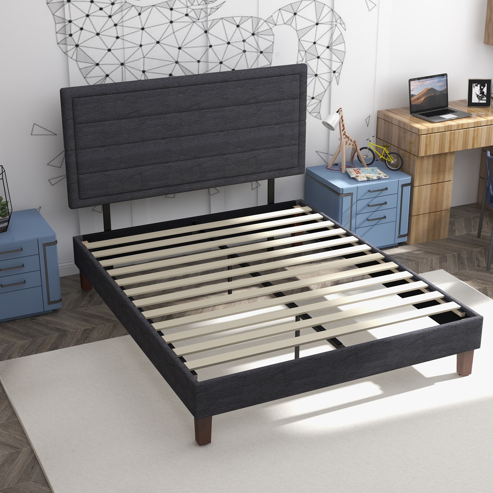 Full size platform bed hot sale no box spring required
