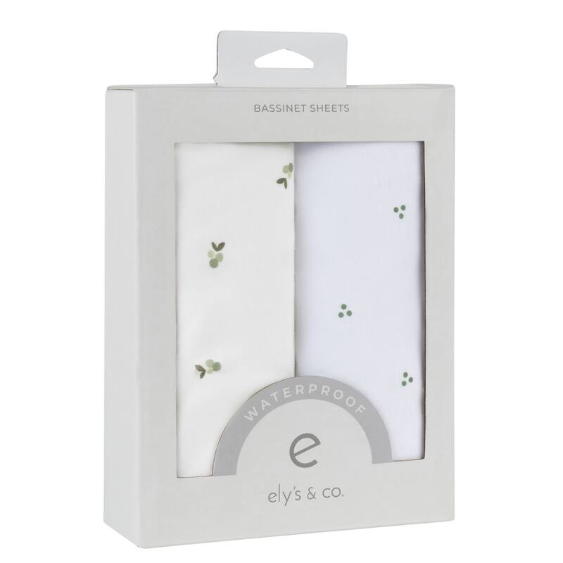 Ely's & Co. Baby Fitted Waterproof Bassinet Sheet Set - 2 Pack - 32" x 16" - Sage Cluster Dot & Berry
