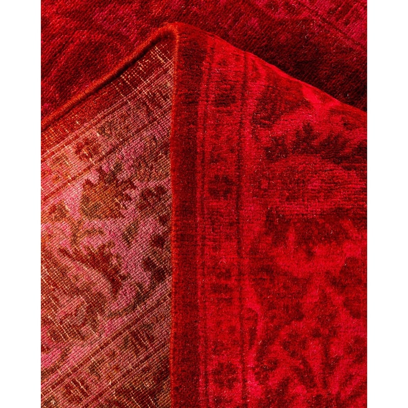 Overton Hand Knotted Wool Vintage Inspired Modern Contemporary Overdyed Pink Runner Rug - 3' 1" x 25' 1"