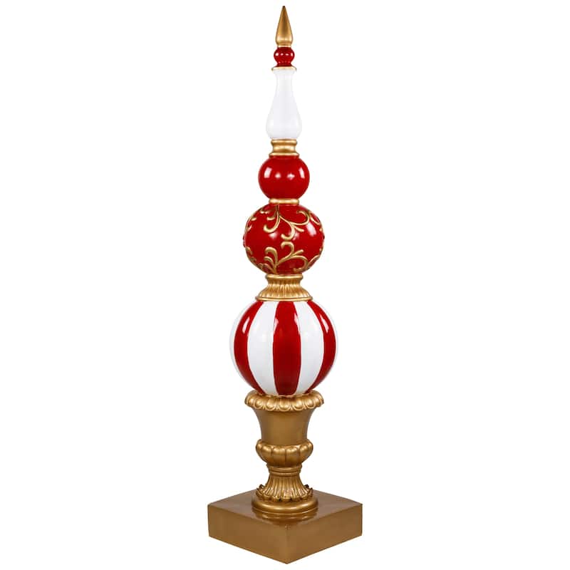 Commercial Size Candy Cane Ball Finial Christmas Decoration 48" - Red and White
