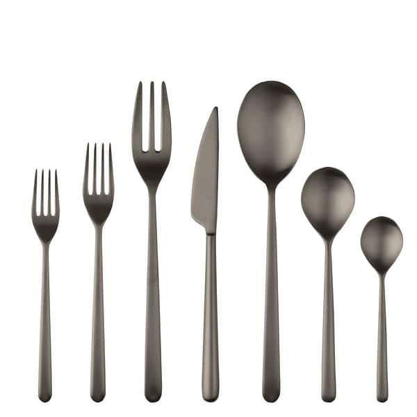 slide 2 of 2, Mepra Linea Flatware Set - 32 Pieces Ice Black Gold