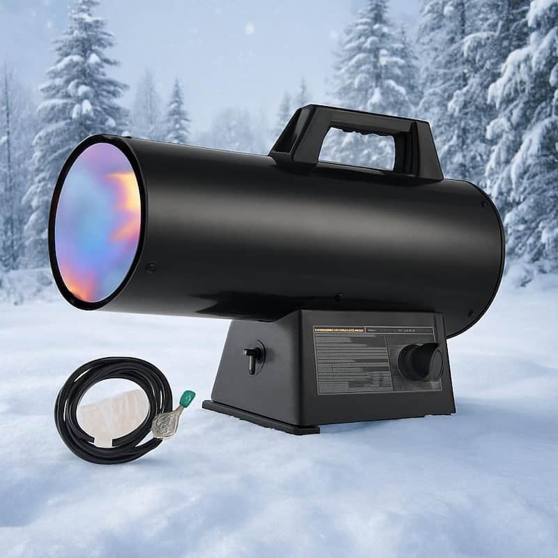60,000 BTU Forced Air Propane Heater, with Regulator - Black