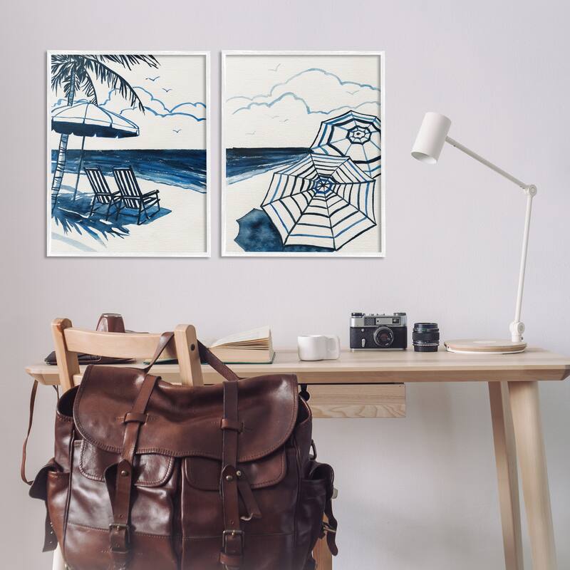 Stupell Tropical Ocean Views Framed Giclee Art Design By Carol Robinson (Set of 2)