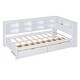 preview thumbnail 34 of 43, USB Ports on L-Shape Storage Headboard Bed Frame, Wooden DayBed Sofa Bed, Wooden Slat Platform Bed with 2 Drawers