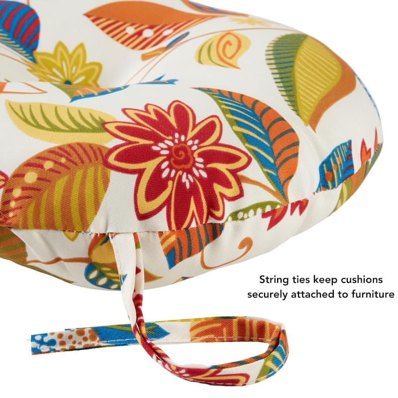 Esprit Floral 15-inch Round Outdoor Bistro Chair Cushion (Set of 4)