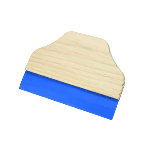 6"Wide Wood Handle Cutter Wall Window Washing Wallpaper Removal Paint Painting Scraper Smoothing Tool - Blue - 6" Wood Handle