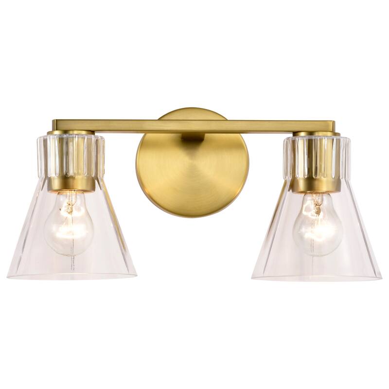 Gianna 2 Light Vanity Vintage Brass Finish Clear Glass - Vintage Brass