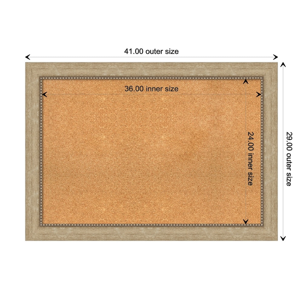 Astor Champagne Framed Natural Corkboard Bulletin Board, Organization Board, Pin Board