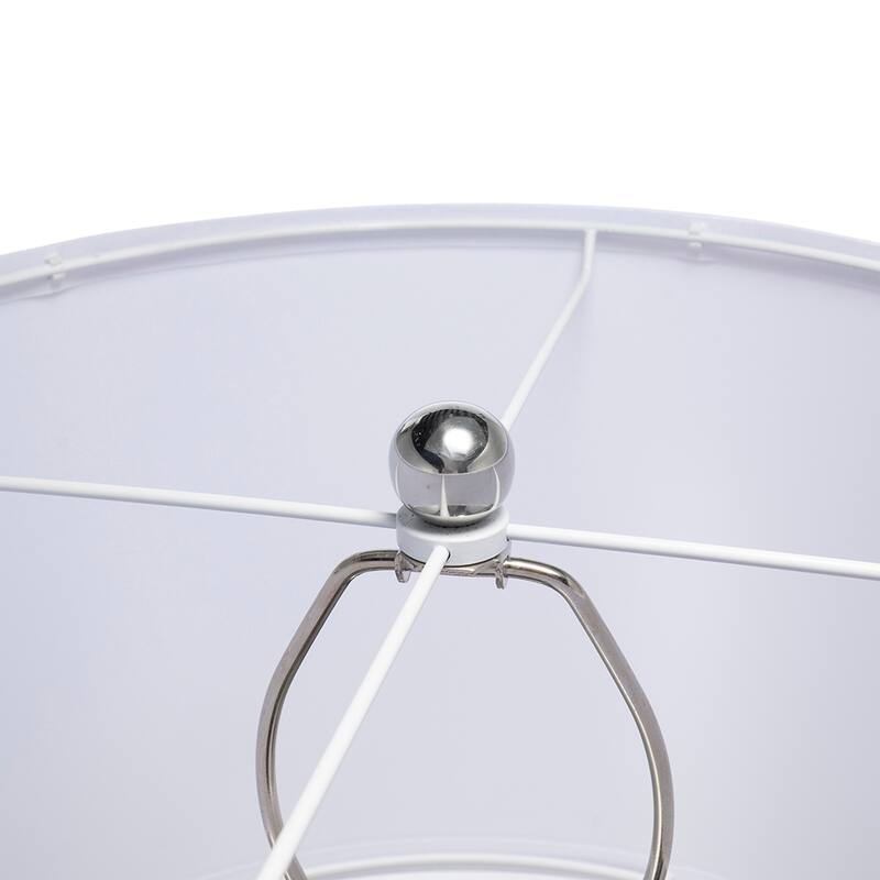 D15x29.3" White and Silver Leaf Table Lamp with Drum Shade and Marble Base (Lamp Shade Assembly Required)