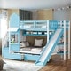 preview thumbnail 2 of 9, Artsy Twin over Twin Bunk Bed with 2 Drawers 3 Shelves and Slide, Sturdy construction & Extra Fun, Space-saving, Blue
