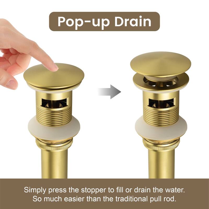 Bathroom Sink Pop Up Drain With Overflow Vessel Sink Lavatory Vanity Basin Drain Stopper Assembly