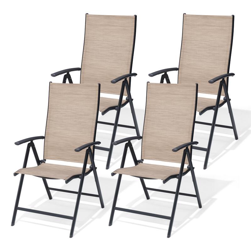 Pellebant Outdoor Durable Adjustable Reclining Folding Chair - Espresso-4PC