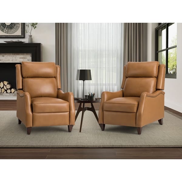 Gaston Genuine Leather Recliner with Nailhead Trims Set of 2 by HULALA HOME Bed Bath & Beyond