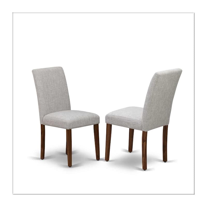 Southwestern Dining Set - 5 Piece Table & Chair Set - Linen Fabric Parsons Chairs - Walnut Finish - Medium Size