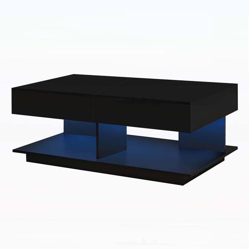 Coffee Table with Concealed Storage and Smart Lighting,for Enhancing Living Room Utility and Ambiance