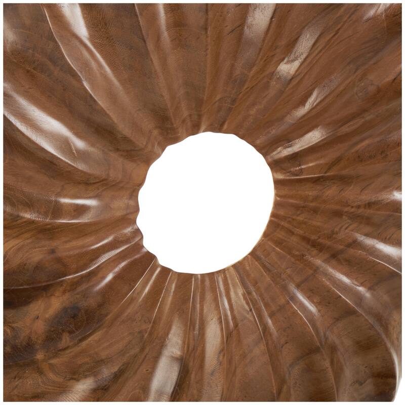 Teak Wood Abstract Handmade Dimensional Circular Decorative Sculpture with Center Cutout - Brown - Roche River Decor