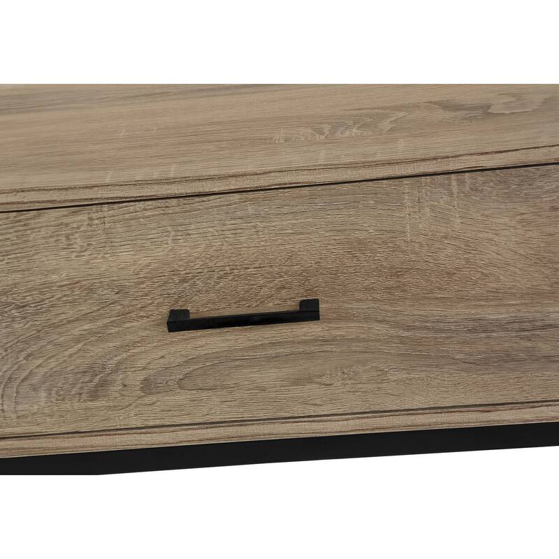 Contemporary 48" TV Stand, Grey Wood-Look Finish with Black Metal Frame, Storage Drawer for Media Devices