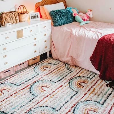 Mod-Tod Hailey Kids Rainbow Print Shag Berber Area Rug
