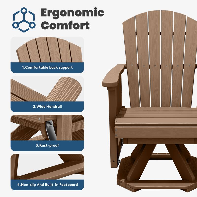 HDPE Adirondack Swivel Glider, Outdoor Patio Chair