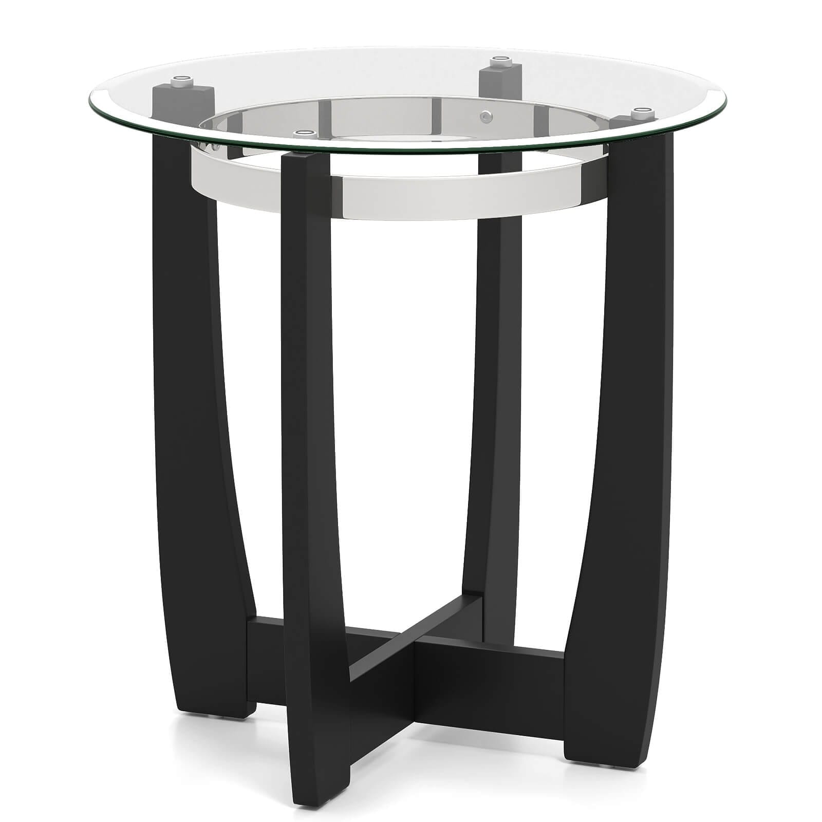 Costway 1/2 PCS 24" Round Side Table Glass End Table with Tempered - See Details